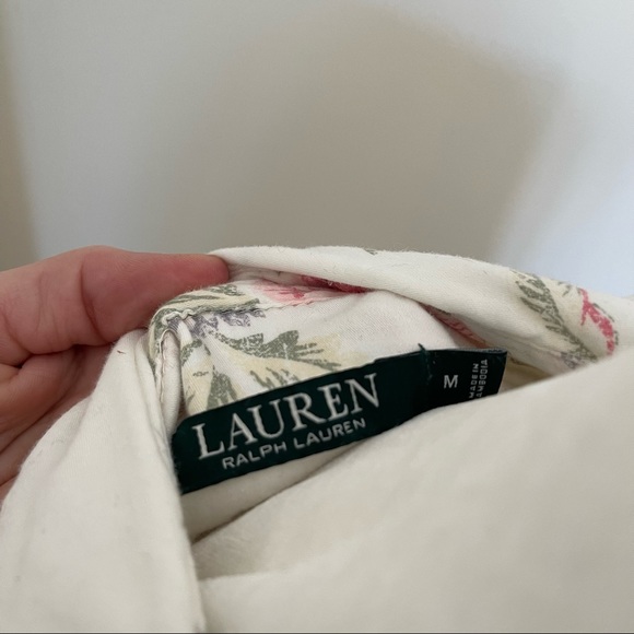Ralph Lauren button down floral tunic long sleeve medium white and pink shirt - Picture 4 of 5